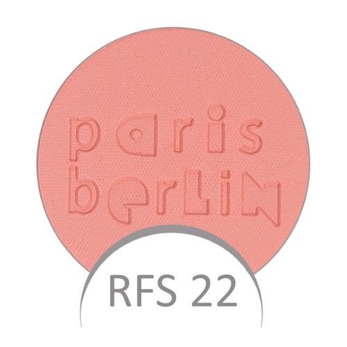 Okrągły różowy odcisk z napisem: "paris berlin" i biała część z tekstem "RFS 22".
