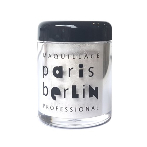 Mały słoik z czarną nakrętką, zawiera kosmetyk, oznaczony tekstem 'Maquillage Paris Berlin Professional'.