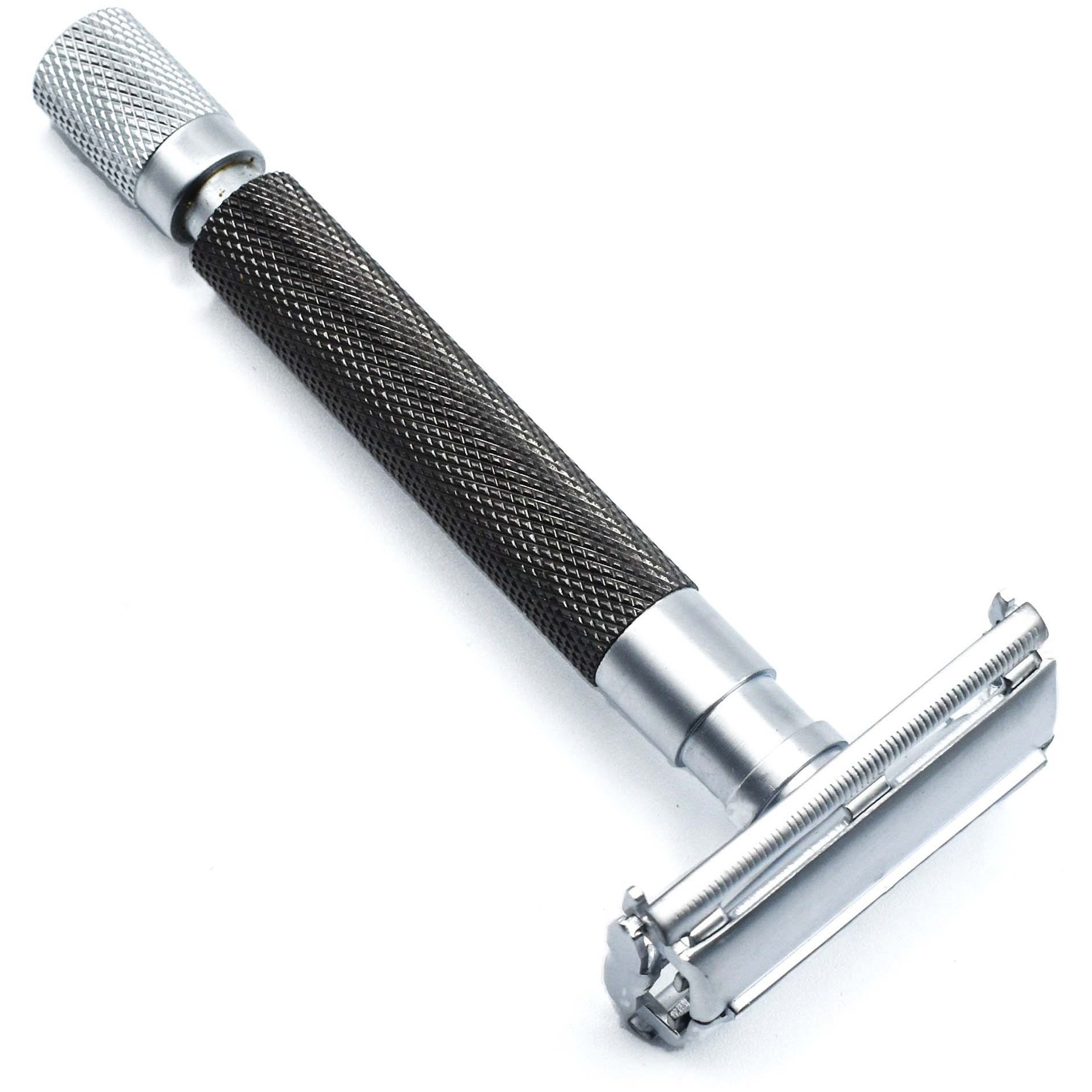 Parker Shaving 74R - Graphite - Satin Chrome Textured Heavy Weight But