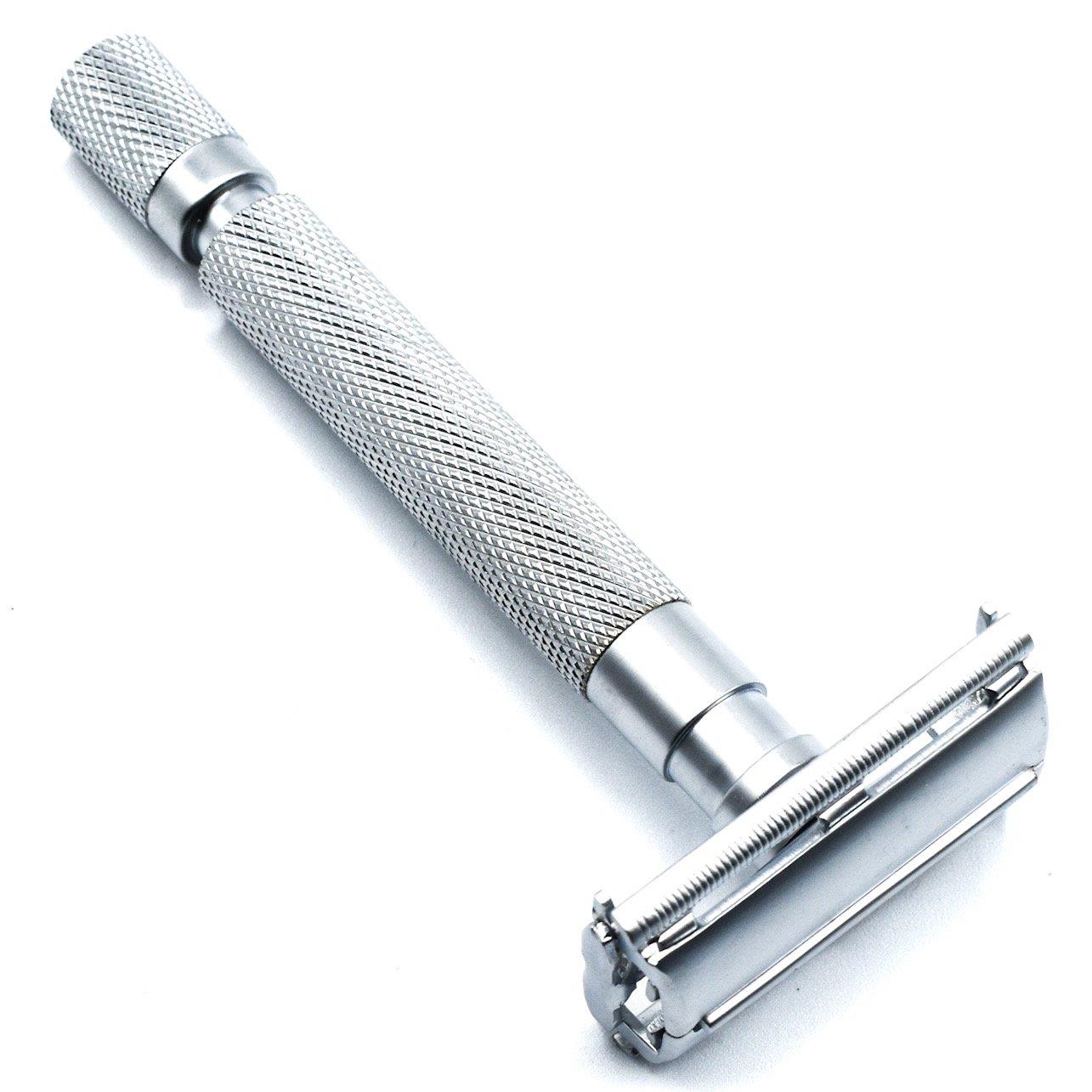 Hader Razer Sc Parker Shaving 74R-SC Satin Chrome Textured Heavy Weight Butterfly Open ...
