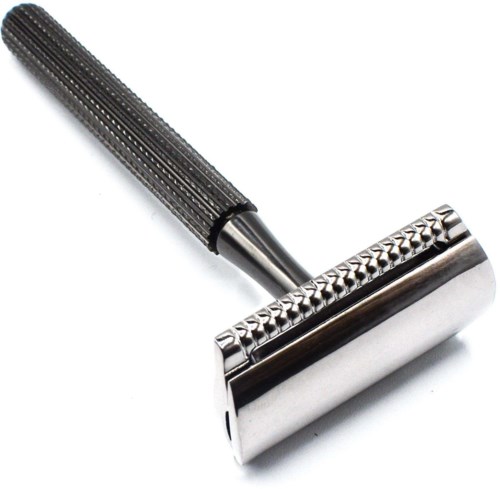 Parker Shaving 78R Gunmetal- Unisex Textured Long Handle Three piece Safety Razor