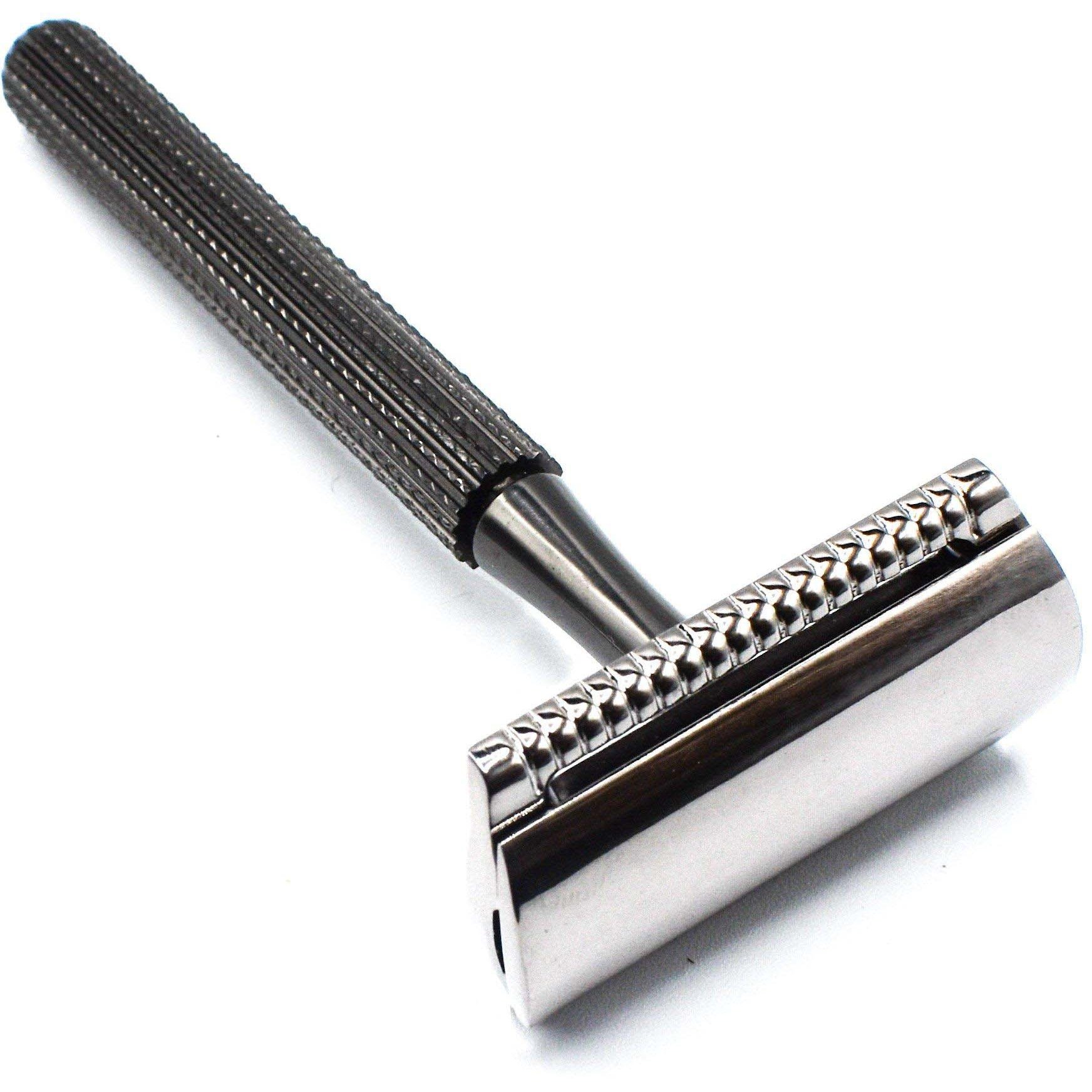 Parker Shaving 78R Gunmetal- Unisex Textured Long Handle Three pi