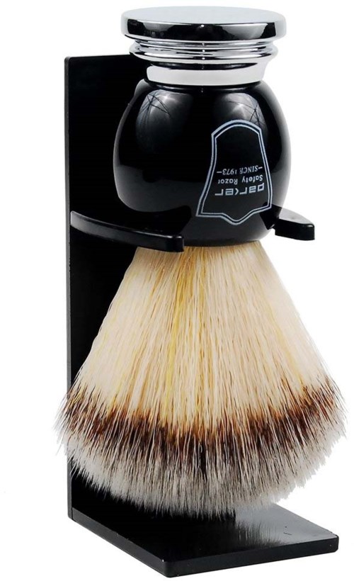 Parker Shaving Black Chrome Handle Synthetic Bristle Shave Brush
