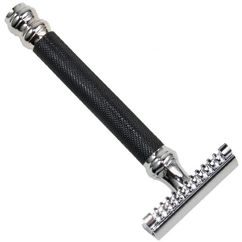 Parker Shaving Parker 26C -Black & Chrome Handle Open Comb 3 Piece Saf