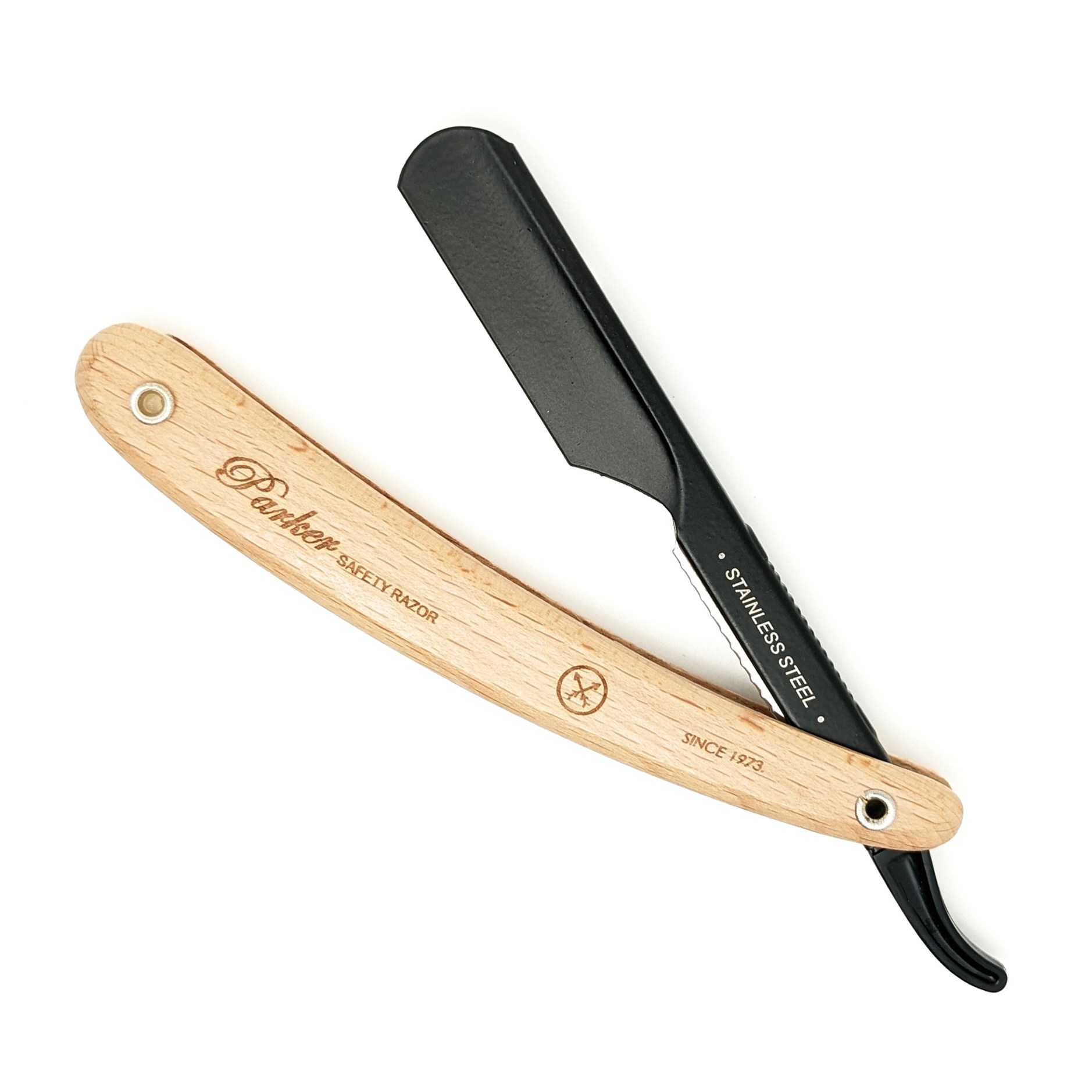 Läs mer om Parker Shaving Parker PTPBA - Light Wood Handle Push Type Black Blade