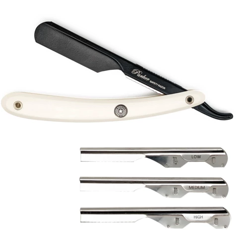 Parker Shaving PTAWK Adjustable Push w. 3 blade option White Handle Barber/Straight Razor från Parker Shaving