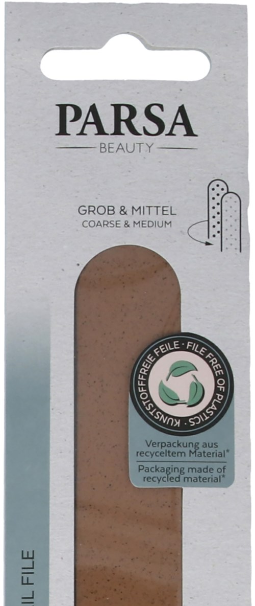 Parsa beauty sponge, coarse and medium, in packaging made of recycled material, in beige color.