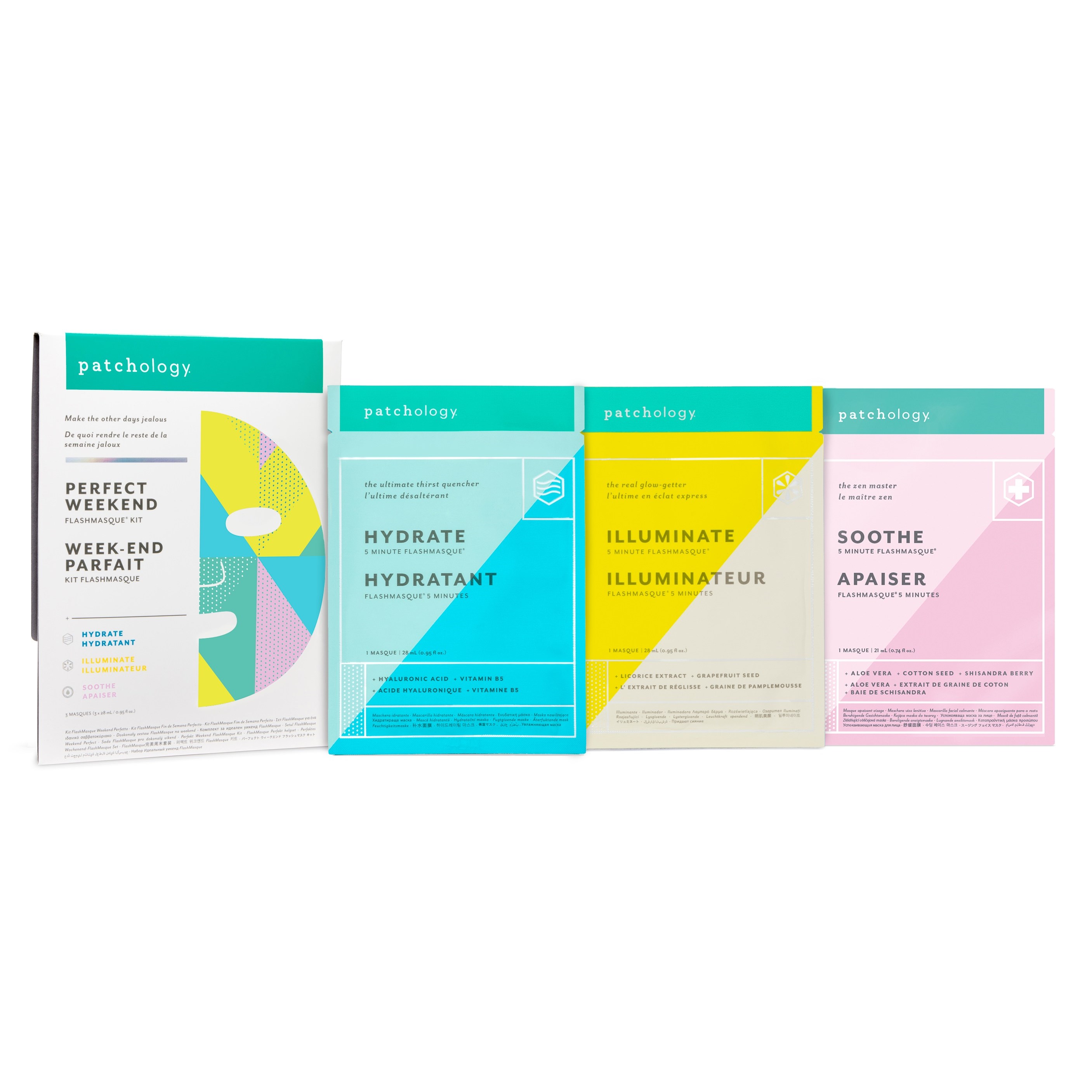 Patchology Perfect Weekend FlashMasque Sheet Mask Trio (1-Hydrate, 1-I
