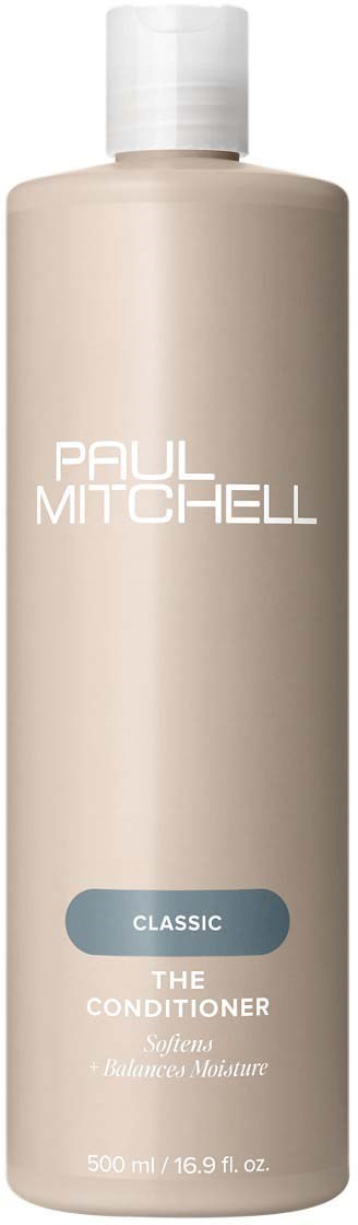 En beige flaske mærket Paul Mitchell Classic The Conditioner med hvid låg.
