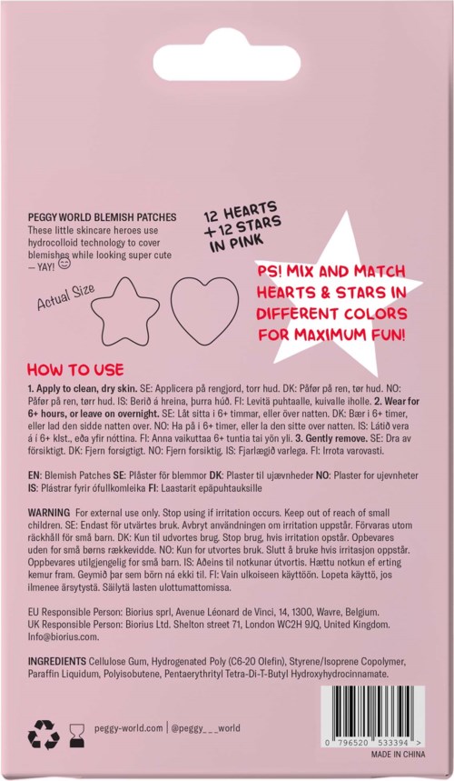 Peggy World Blemish Patches Stars and Hearts Pink