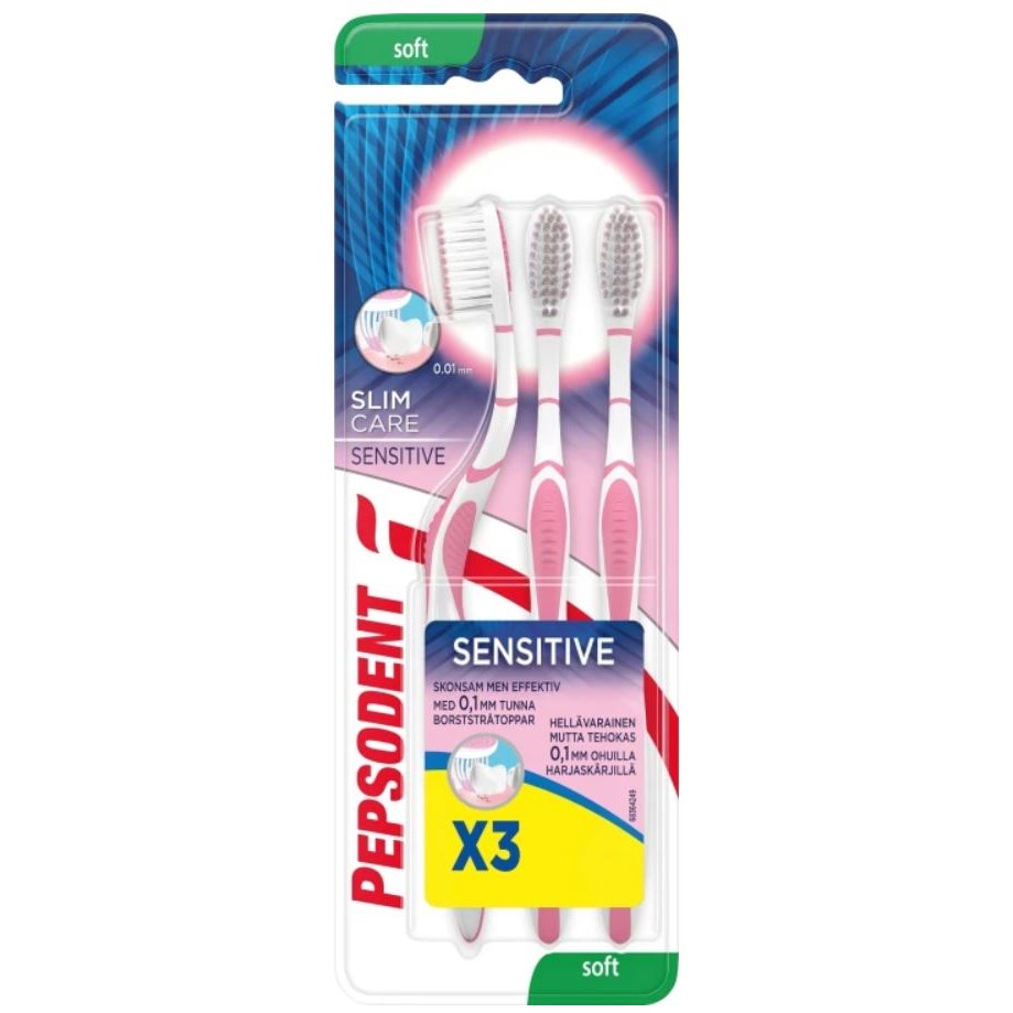 Pepsodent Tandborste Slim Care Sensitive Soft 3 PC