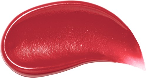 En röd, kurvig kosmetik- eller färgprovsbubbla med glänsande yta och rundade kanter.