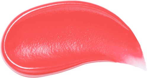 A glossy, pinkish-red fluid or gel in a semi-circle shape, with a smooth surface and shiny appearance.