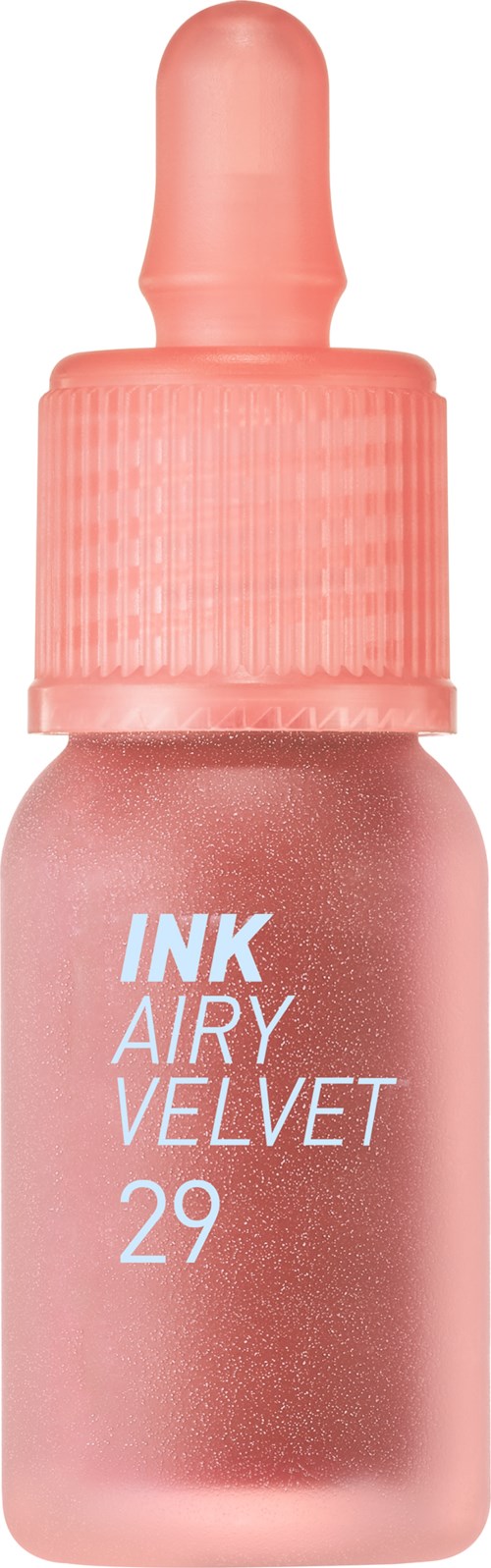 Pink bottle with a dropper, labeled 'INK AIRY VELVET 29'. It appears to be a cosmetic or makeup product.