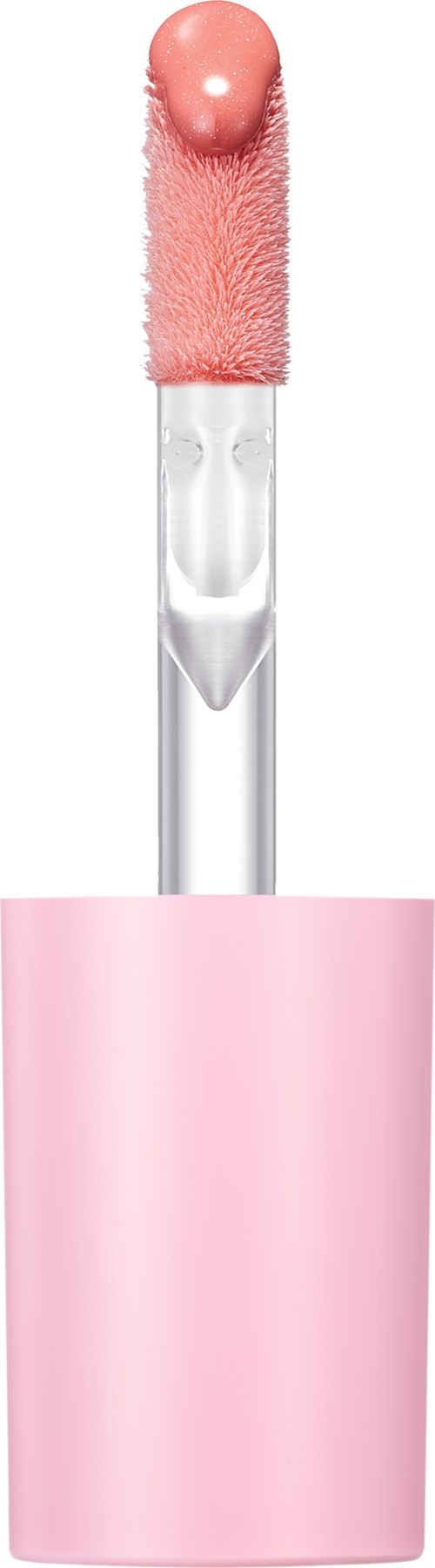 Lippengloss met een roze applicator en een roze dop.