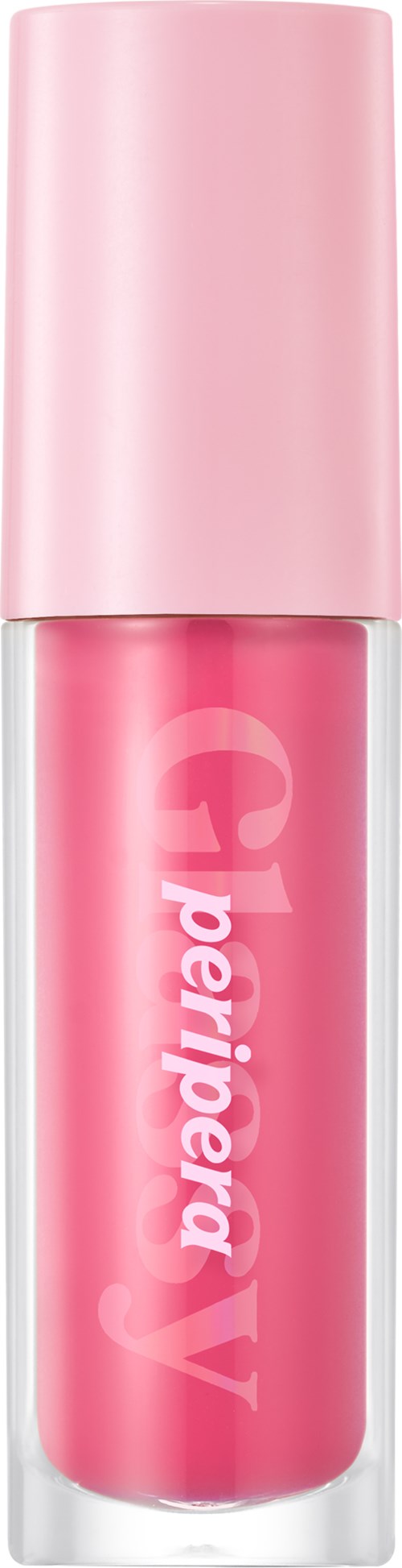 Een roze lipgloss met dop en het merk Peripera Y op de tube.