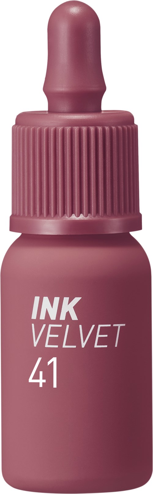 Rosa flaske med pipette og merket "INK VELVET 41"