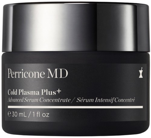 En liten svart burk med silverlock ommärkt Perricone MD Cold Plasma Plus+.