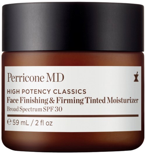 En burk med Perricone MD ansiktskräm med SPF 30, märkt för ansiktsfinish och tightening.