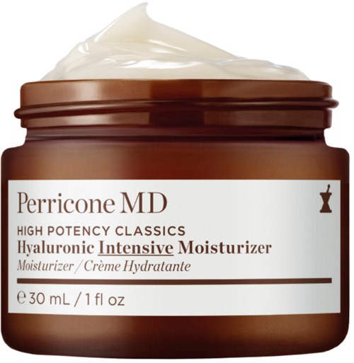 Brun burk av Perricone MD Hyaluronic Intensive Moisturizer med kräm synlig på toppen.