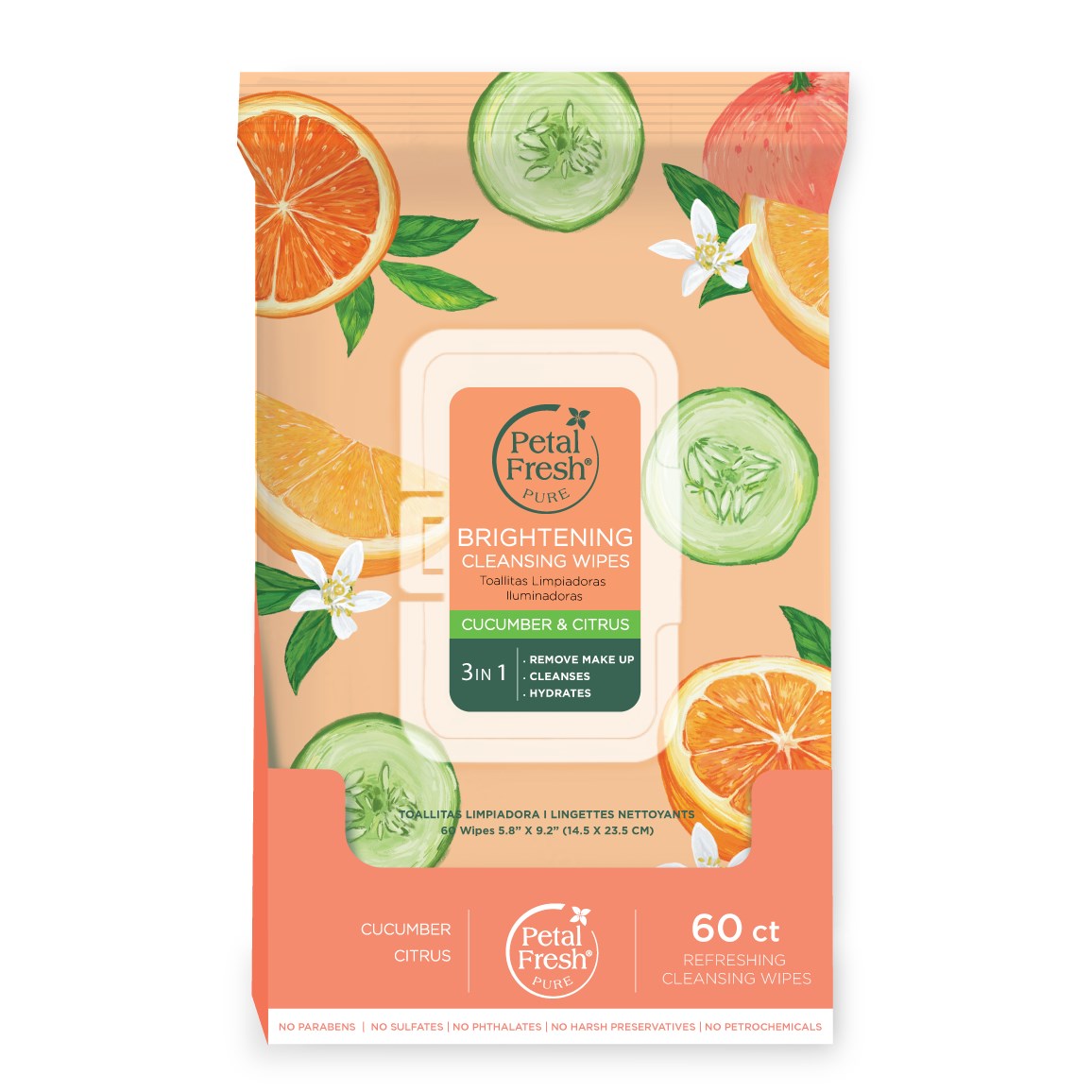 Petal Fresh Pure Brightening Cucumber & Citrus Cleansing Wipes