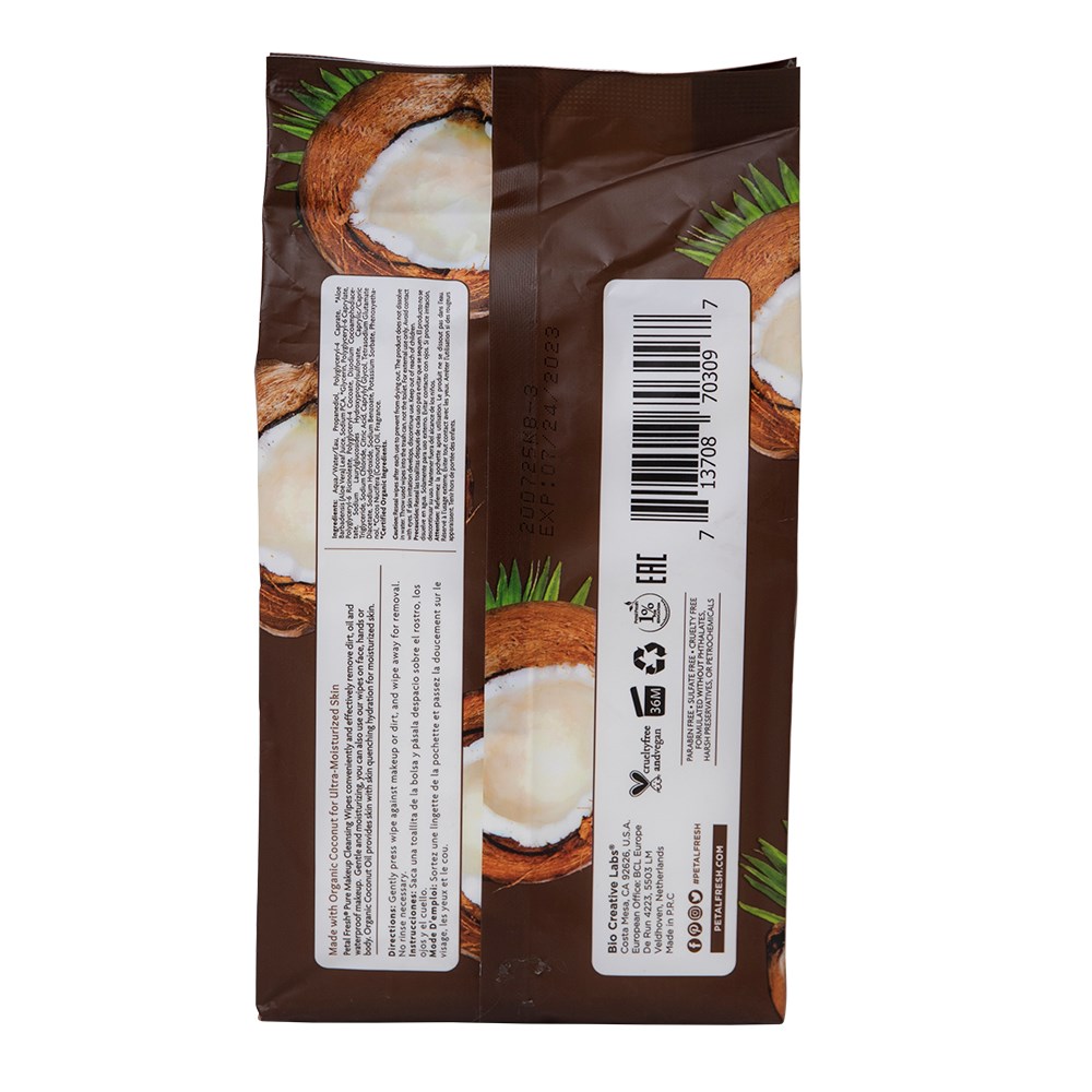 Alternativ bild 1 för Petal Fresh Pure Coconut Makeup Removing Wipes