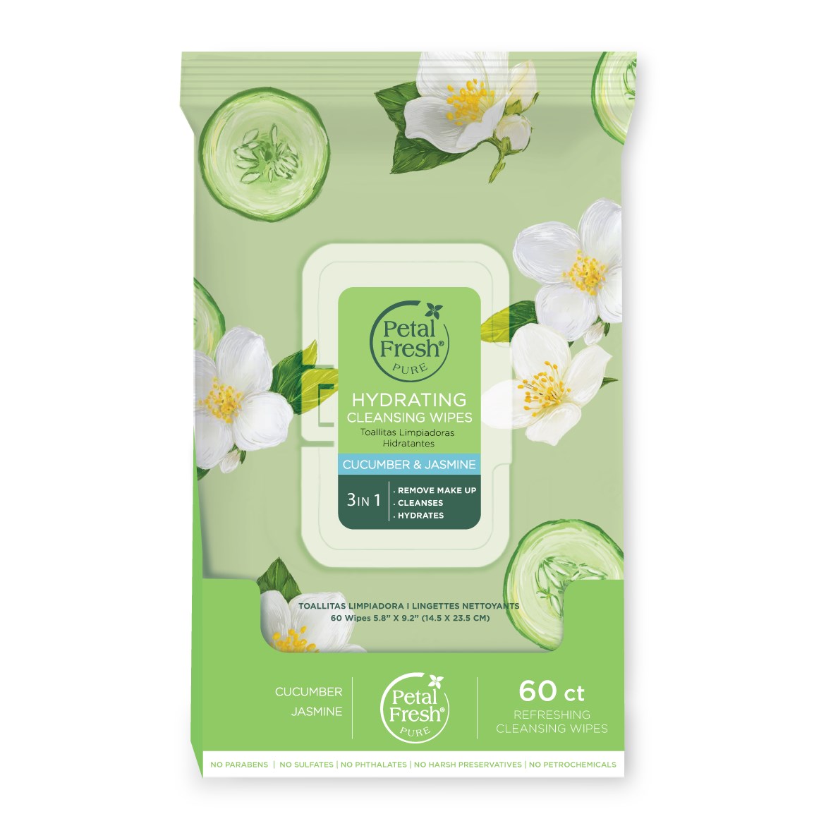 Petal Fresh Pure Hydrating Cucumber & Jasmine Cleansing Wipes