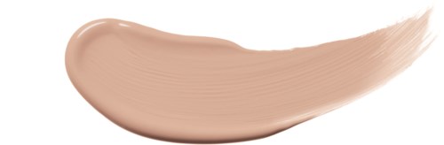 Ett stråk av beige kräm med en kurvig form på en vit bakgrund.
