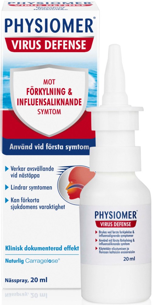 En nässpray med namnet Physiomere Virus Defense, avsedd att förhindra influensa och influensaliknande symptom.