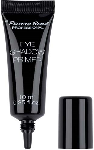 Musta putkilopakkaus, jossa on musta kansi, ja lukee 'Pierre Rene PROfessional EYE SHADOW PRIMER', sisältää 10 ml tuotetta.