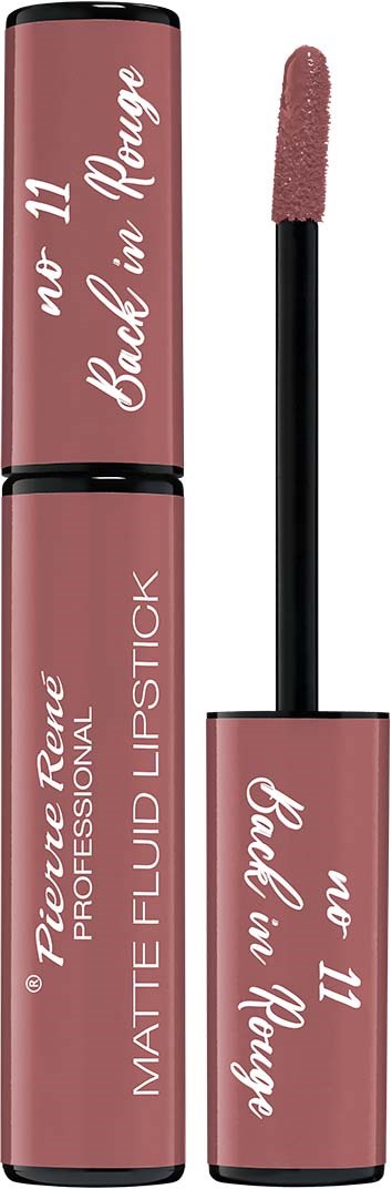 Matte flytande läppstift i rosa nyans med vitt skriftspråk som säger 'Back in Nayaga' och 'You belong to Il on' med applikator.