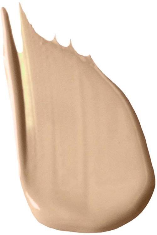 A beige-colored liquid or cream with a smooth texture, shaped like a droplet or splash.