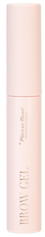 A pink bottle labeled 'BROW GEL'. It is cylindrical with a cap, used for eye eyebrows.