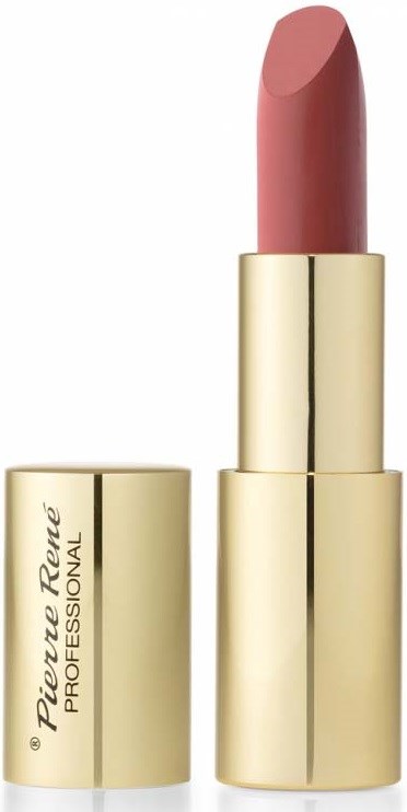 En guldig läppstiftshylsa med ett rosa läppstift, med orden 'Pink & Rose PROFESSIONAL' på tuben.