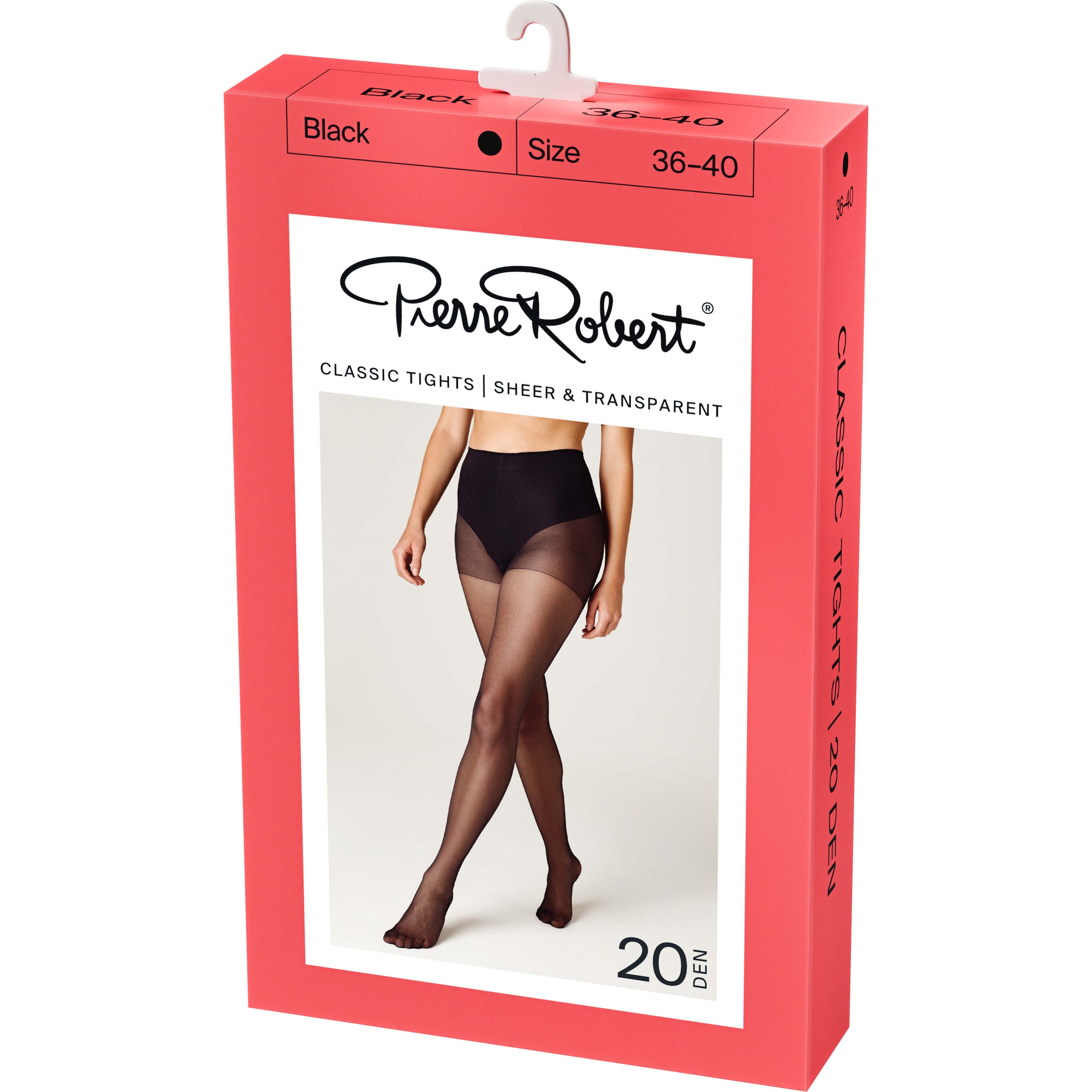 Pierre Robert Classic Tights Sheer & Transparent 20 DEN Black 40-