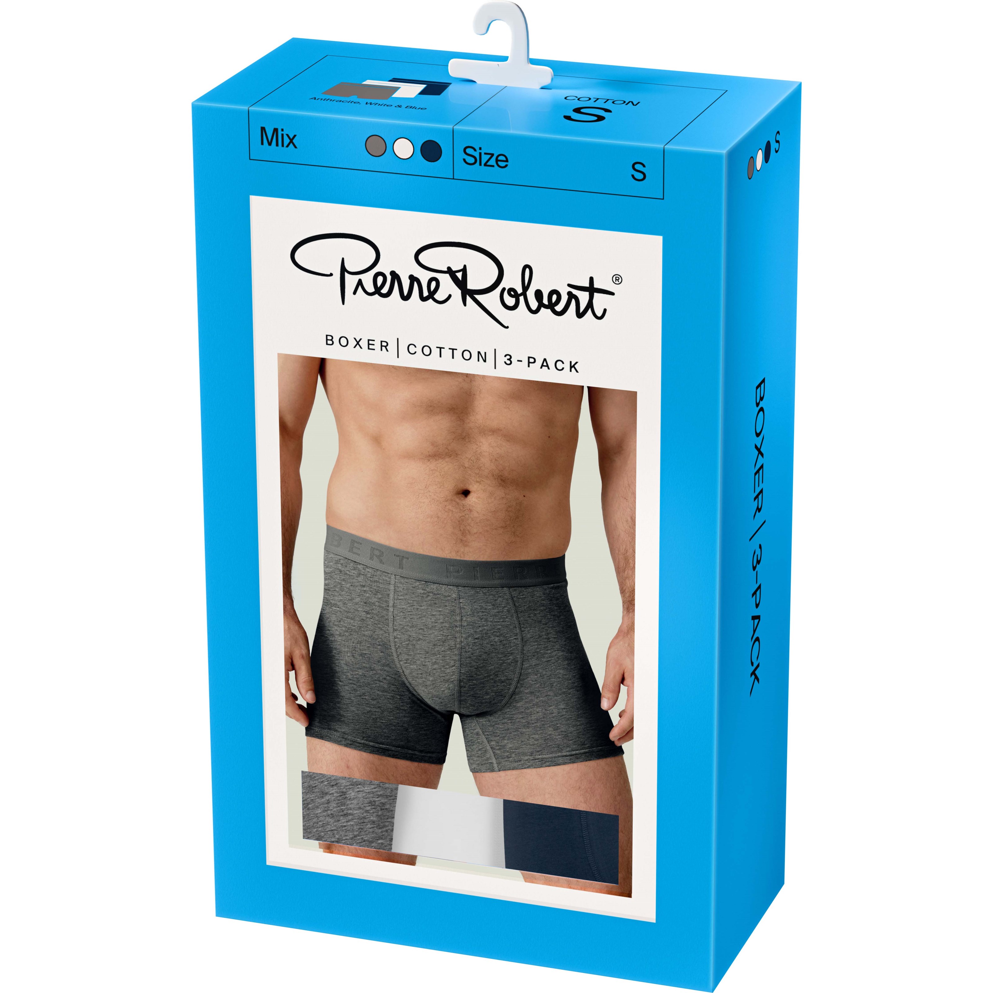 Pierre Robert Pierre Robert Cotton Boxer Men X3 Anthracite,White & Blue S parfym