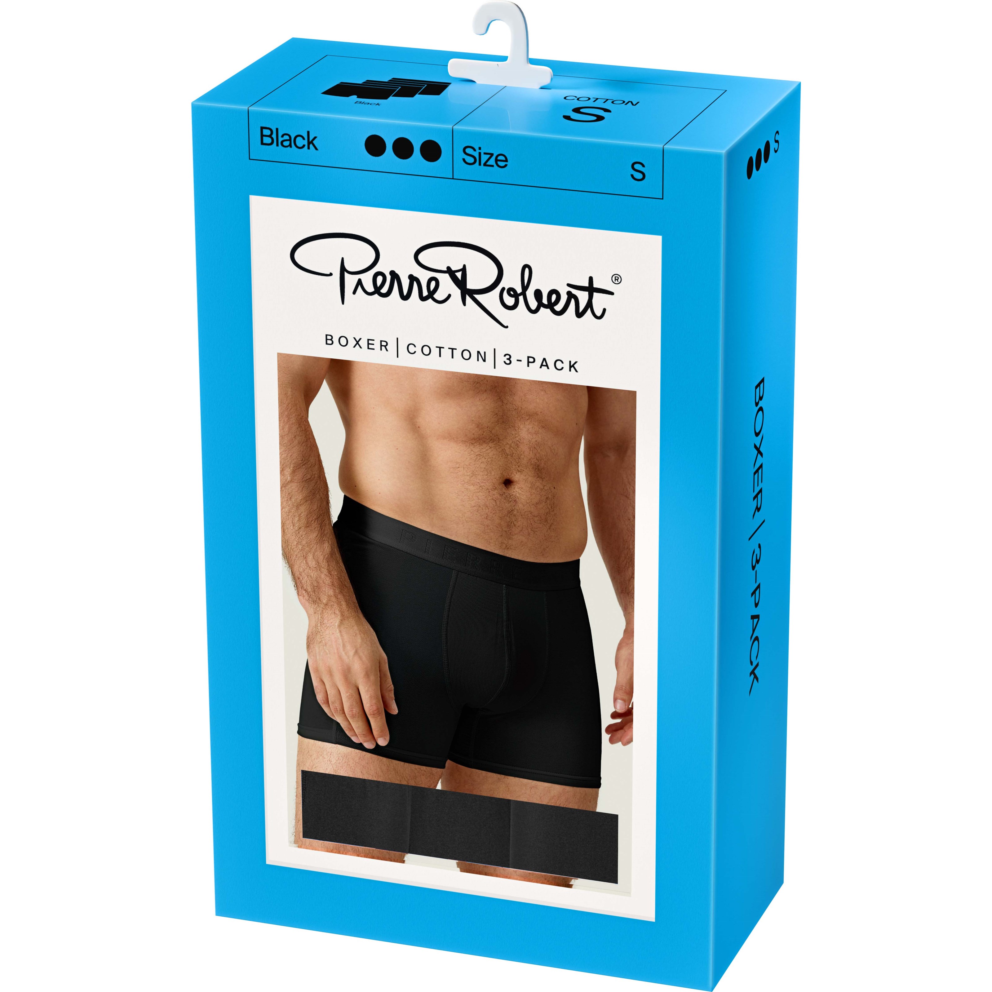 Pierre Robert Cotton Boxer Men X3 Black L