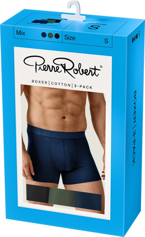 Pierre Robert Cotton Boxer Men X3 Navy, Army Green & Black XXL