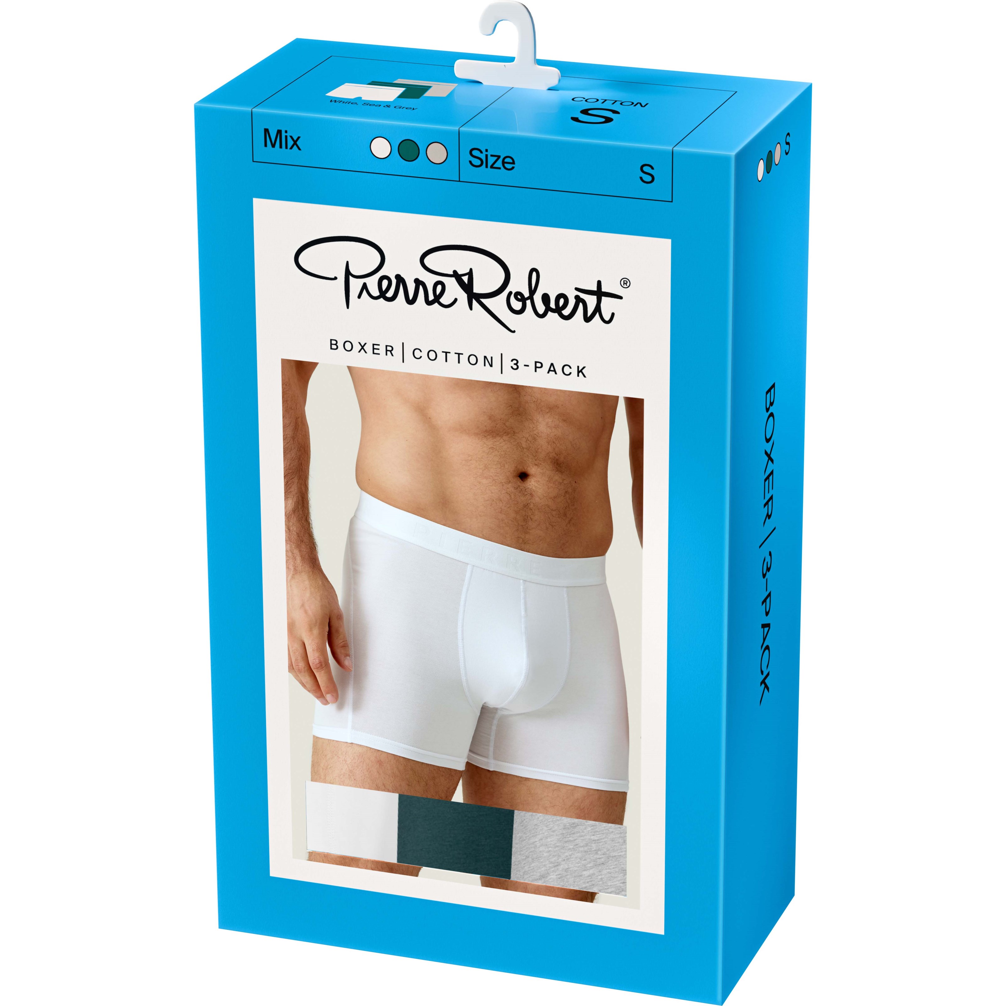 Pierre Robert Cotton Boxer Men X3 White, Sea & Grey XXL