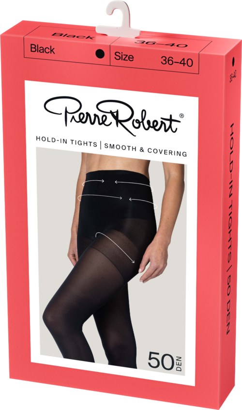 Pierre Robert Hold-In-Tights Smooth & Covering 50 DEN Black 36-40