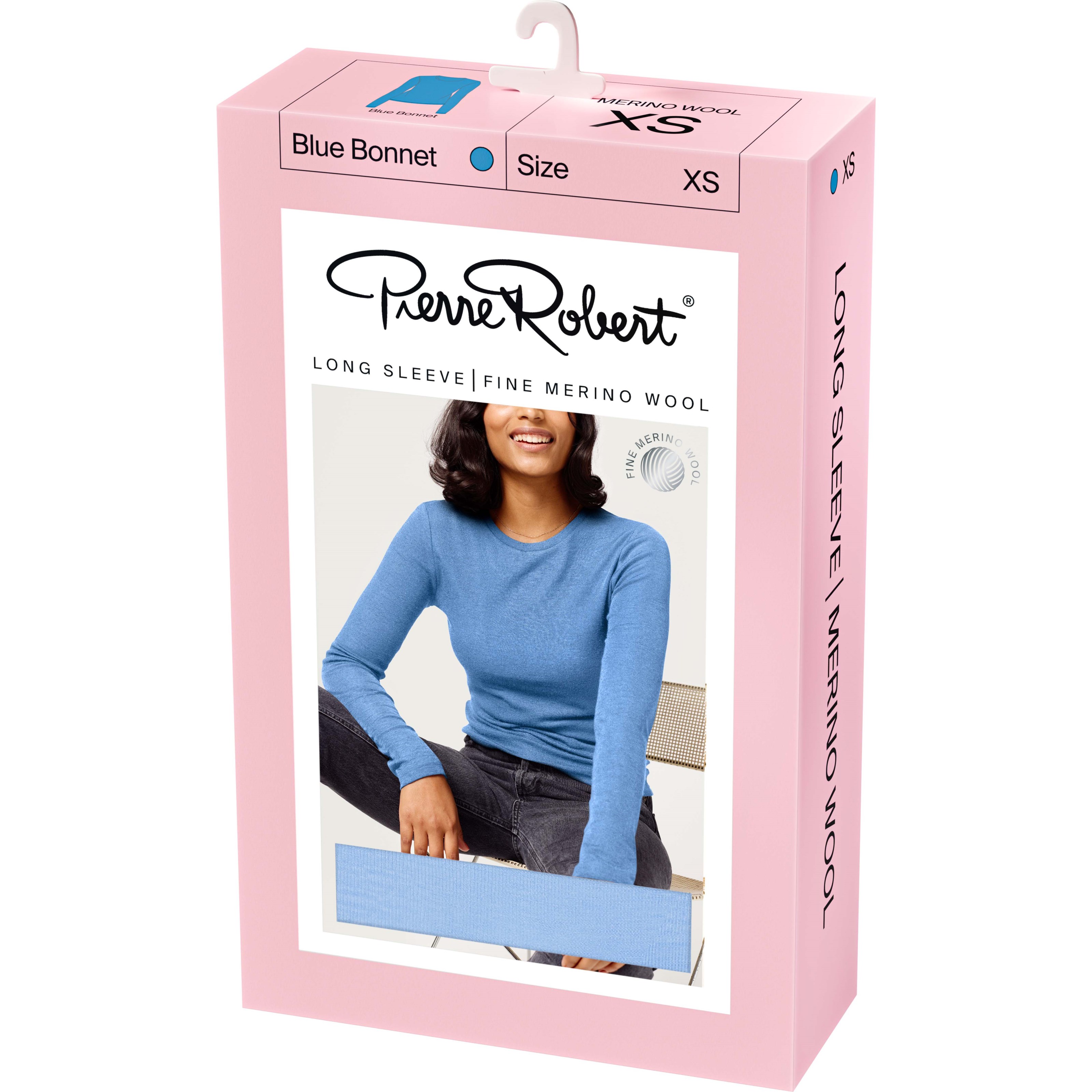 Pierre Robert Long Sleeve Fine Merino Wool Blue Bonnet M