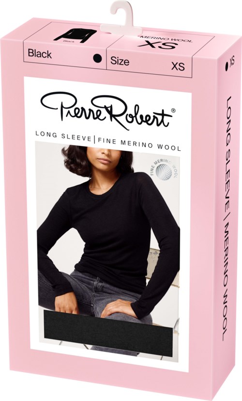Pierre Robert Long Sleeve Fine Merino Wool Jet Black XS