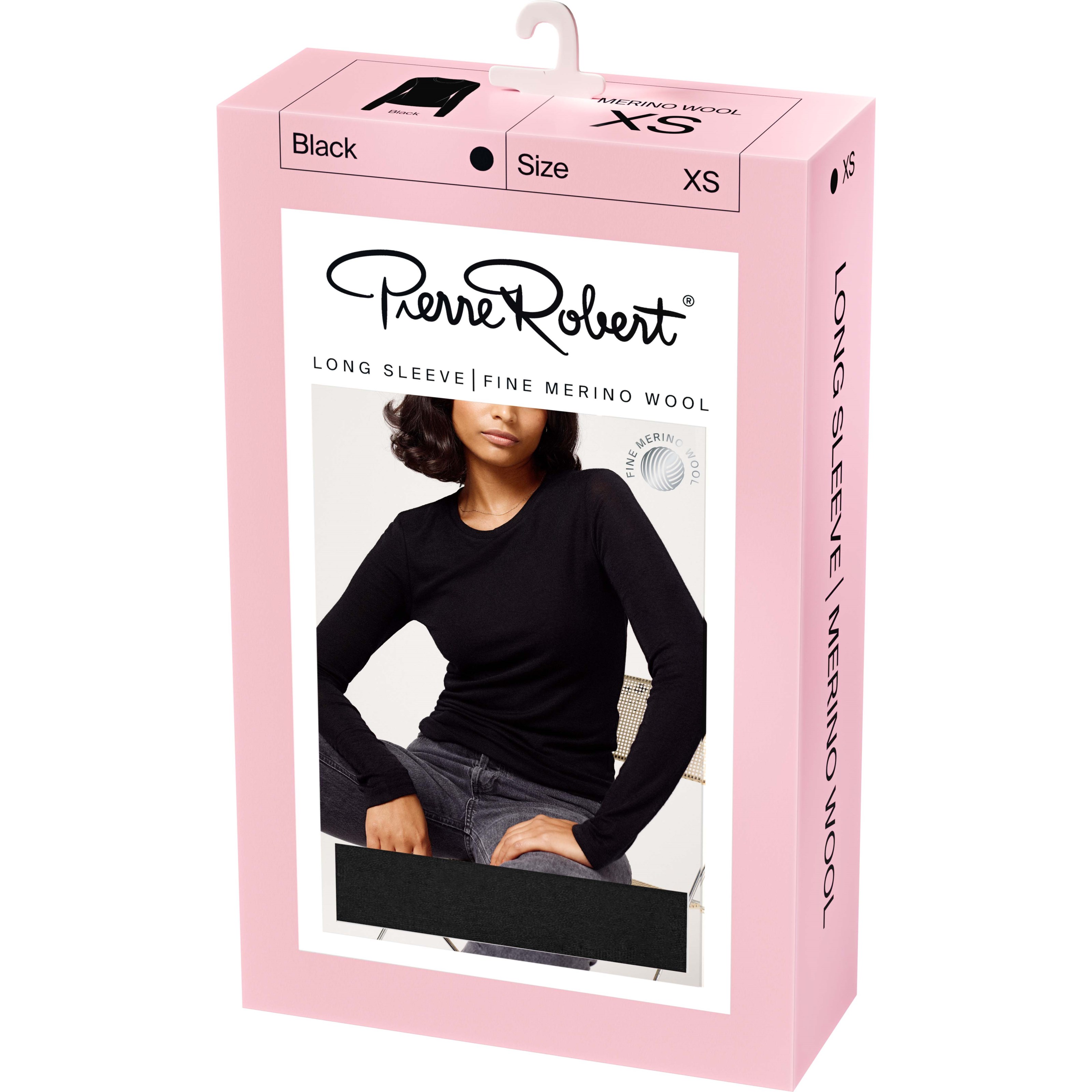 Pierre Robert Long Sleeve Fine Merino Wool Jet Black XS
