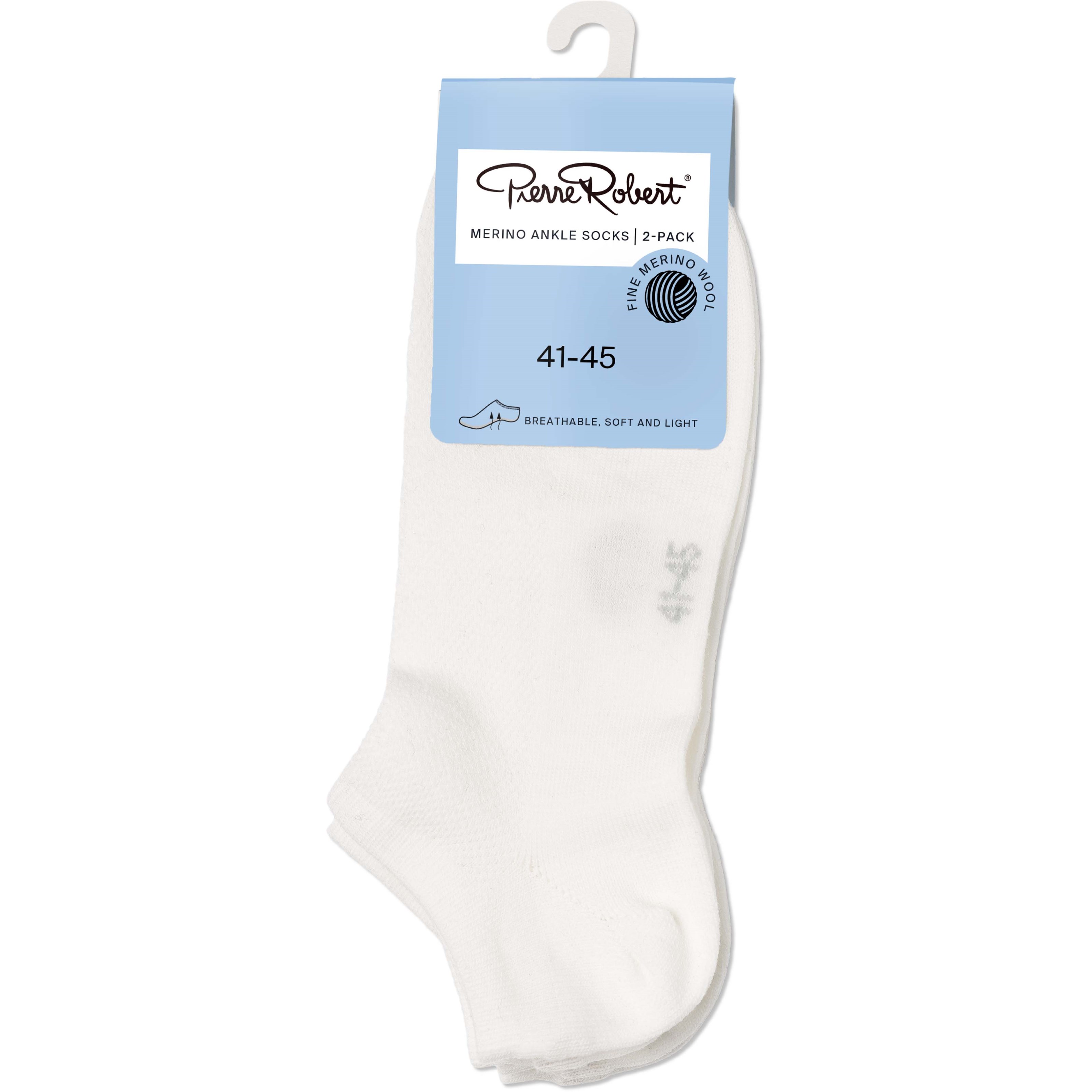 Pierre Robert Merino Ankle Socks X2 White 41-45