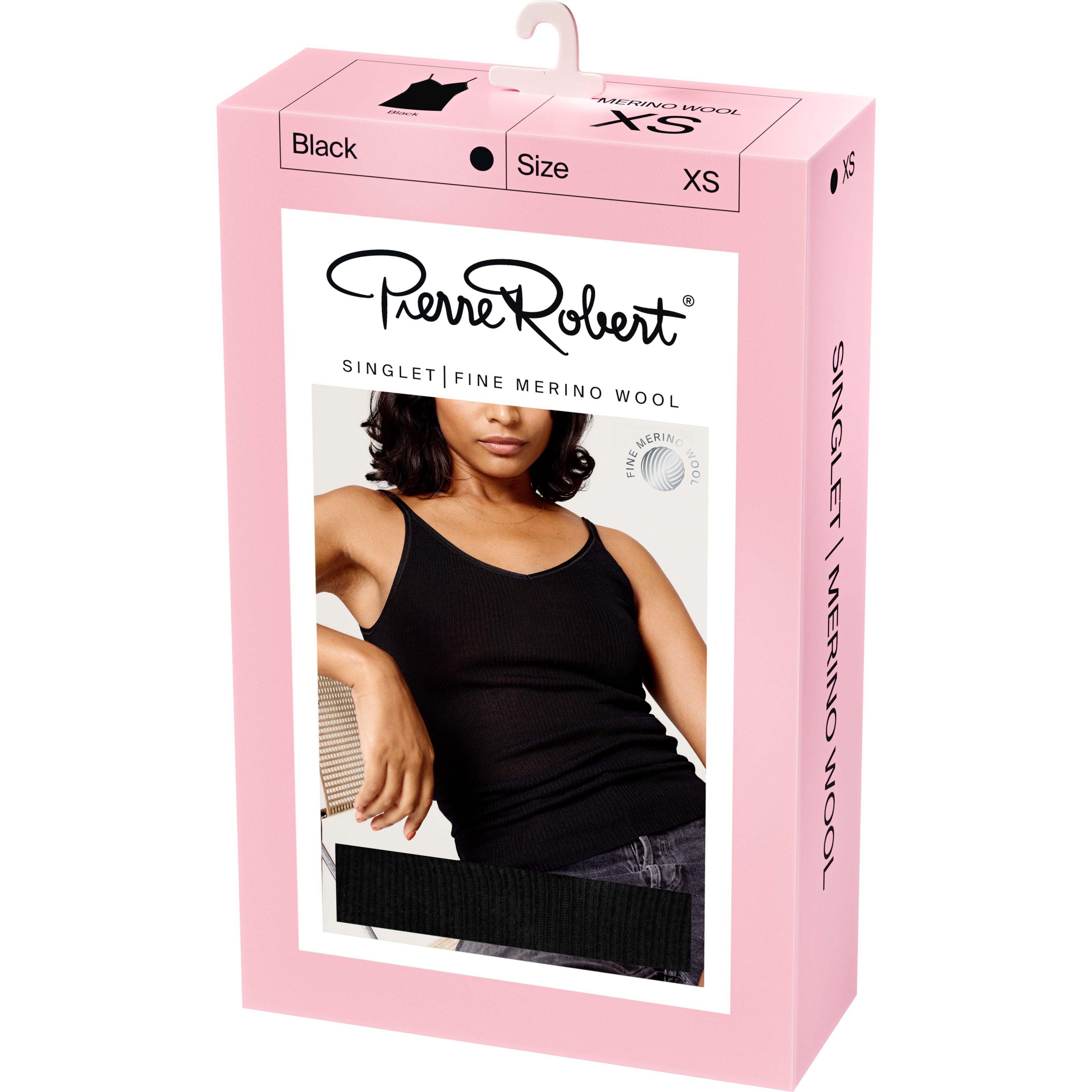 Pierre Robert Singlet Fine Merino Wool Jet Black S