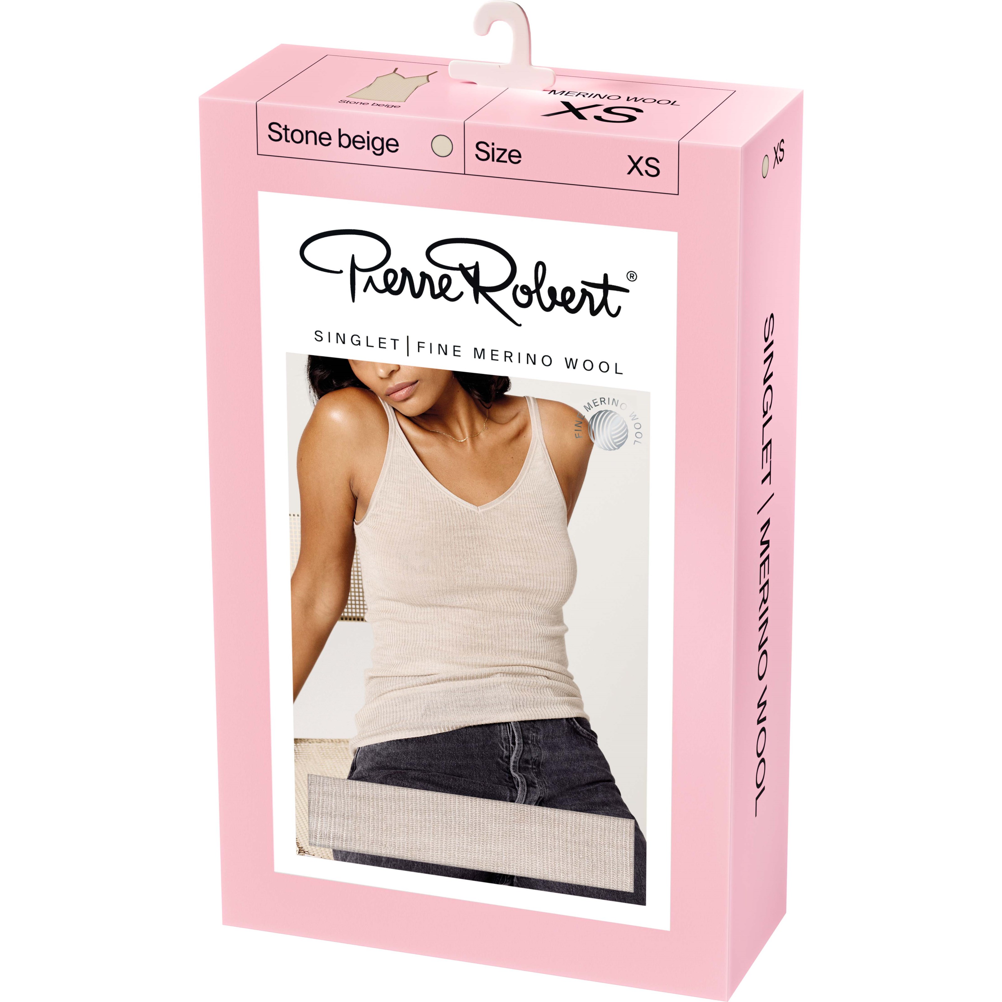 Pierre Robert Singlet Fine Merino Wool Stone Beige L