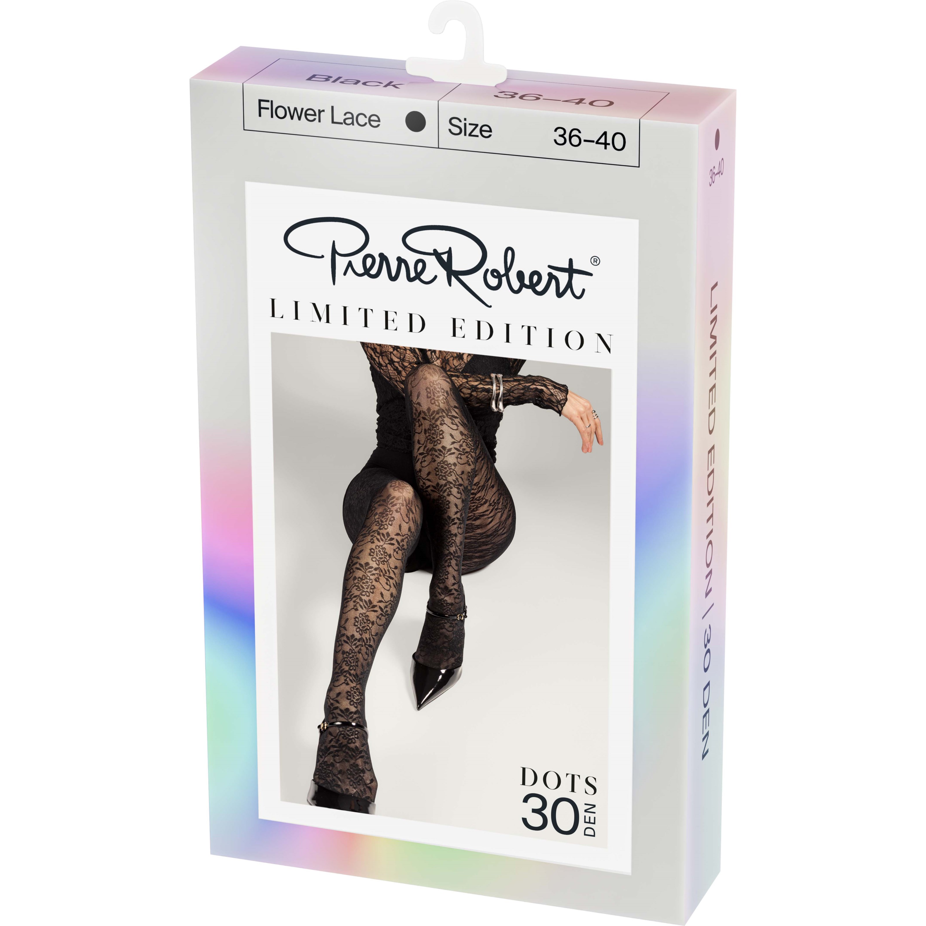 Pierre Robert Tights Flower Lace 30 DEN Black 36-40