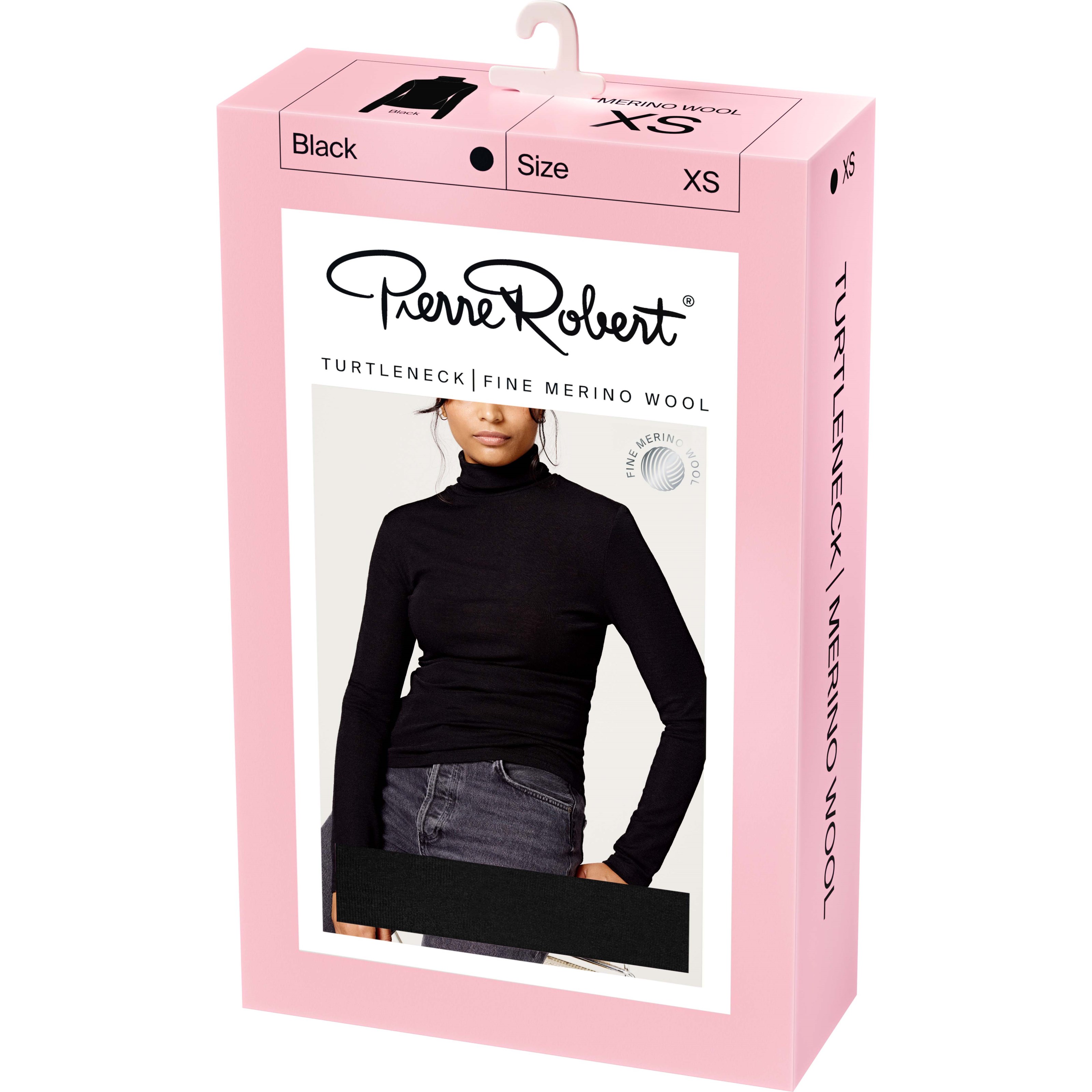 Pierre Robert Turtleneck Fine Merino Wool Women Black M