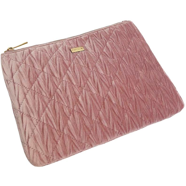 PIPOLS BAZAAR Flat Makeup Pouch Quilted Pale Pink