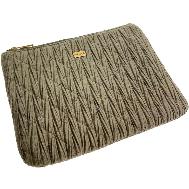Läs mer om PIPOLS BAZAAR Flat Makeup Pouch Quilted Taupe